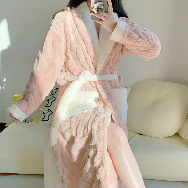 Дамски поларен халат с джоб