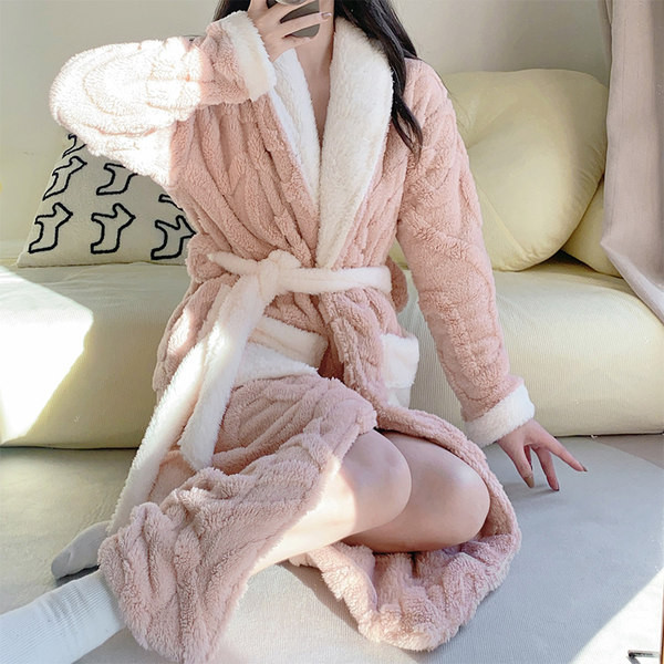 Дамски поларен халат с джоб