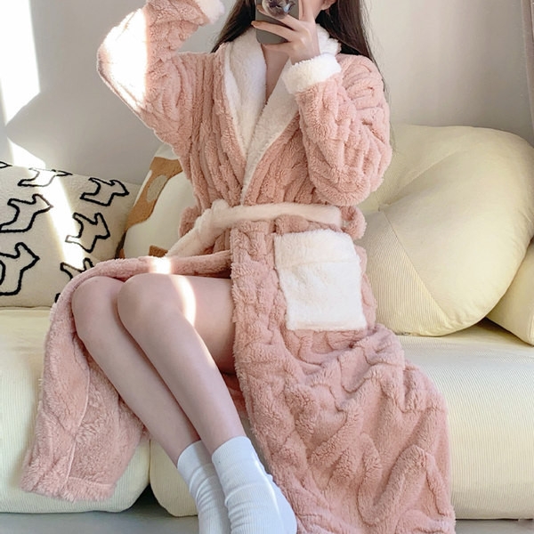 Дамски поларен халат с джоб