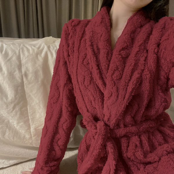 Поларен дамски  халат с джоб