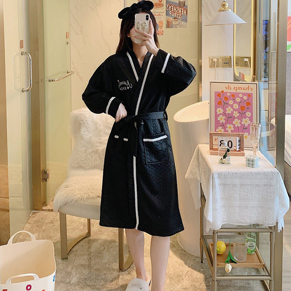 Дамски ежедневен халат с щампа и джоб