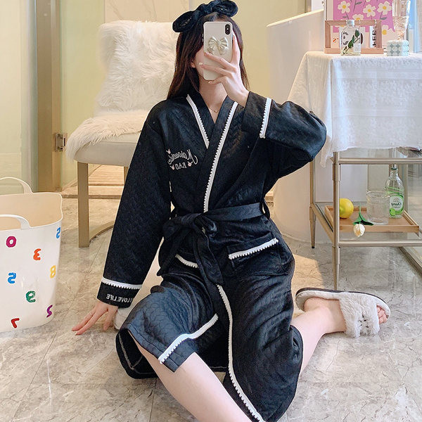 Дамски ежедневен халат с щампа и джоб