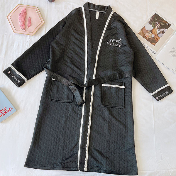 Дамски ежедневен халат с щампа и джоб