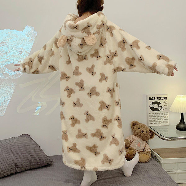 Дамски ежедневен халат с принт и копчета