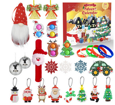 24 dienu Ziemassvētku Adventes kalendāri Ziemassvētku vecīša sniegavīram Pretstresa rotaļlietas 2023. gada Jaunā gada atpakaļskaitīšanas Adventes Ziemassvētku dāvanu kastīte