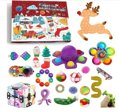 24 dienu Ziemassvētku Adventes kalendāri Ziemassvētku vecīša sniegavīram Pretstresa rotaļlietas 2023. gada Jaunā gada atpakaļskaitīšanas Adventes Ziemassvētku dāvanu kastīte