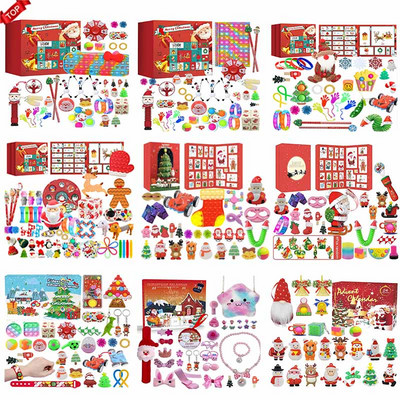 24 dienu Ziemassvētku Adventes kalendāri Ziemassvētku vecīša sniegavīram Pretstresa rotaļlietas 2023. gada Jaunā gada atpakaļskaitīšanas Adventes Ziemassvētku dāvanu kastīte