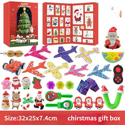 24 dienu Ziemassvētku Adventes kalendāri Ziemassvētku vecīša sniegavīram Pretstresa rotaļlietas 2023. gada Jaunā gada atpakaļskaitīšanas Adventes Ziemassvētku dāvanu kastīte