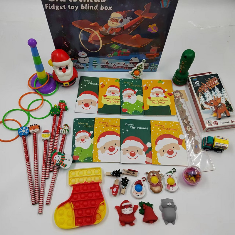 24 dienu Ziemassvētku Adventes kalendāri Ziemassvētku vecīša sniegavīram Pretstresa rotaļlietas 2023. gada Jaunā gada atpakaļskaitīšanas Adventes Ziemassvētku dāvanu kastīte