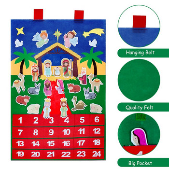 Коледен филц Адвент календар Висяща висулка Дядо Коледа Орнаменти Направи си сам Адвент календар Коледна украса за дома 2023 Подарък