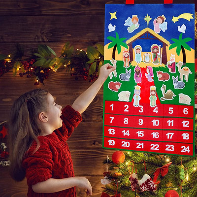 Коледен филц Адвент календар Висяща висулка Дядо Коледа Орнаменти Направи си сам Адвент календар Коледна украса за дома 2023 Подарък