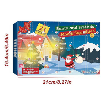 Коледен адвент календар Кутия за играчки 24 бр. Комплект Сладък снежен човек Mochi Животно 2022 Нова година Облекчаване на стреса Подарък за дете