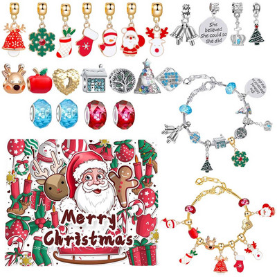 Kalėdų Advento kalendoriaus apyrankių rinkinys Mėlyna serija Kalėdų atgalinio skaičiavimo kalendorius Papuošalai Kalėdų teminiai „pasidaryk pats“ apyrankės mergaitėms