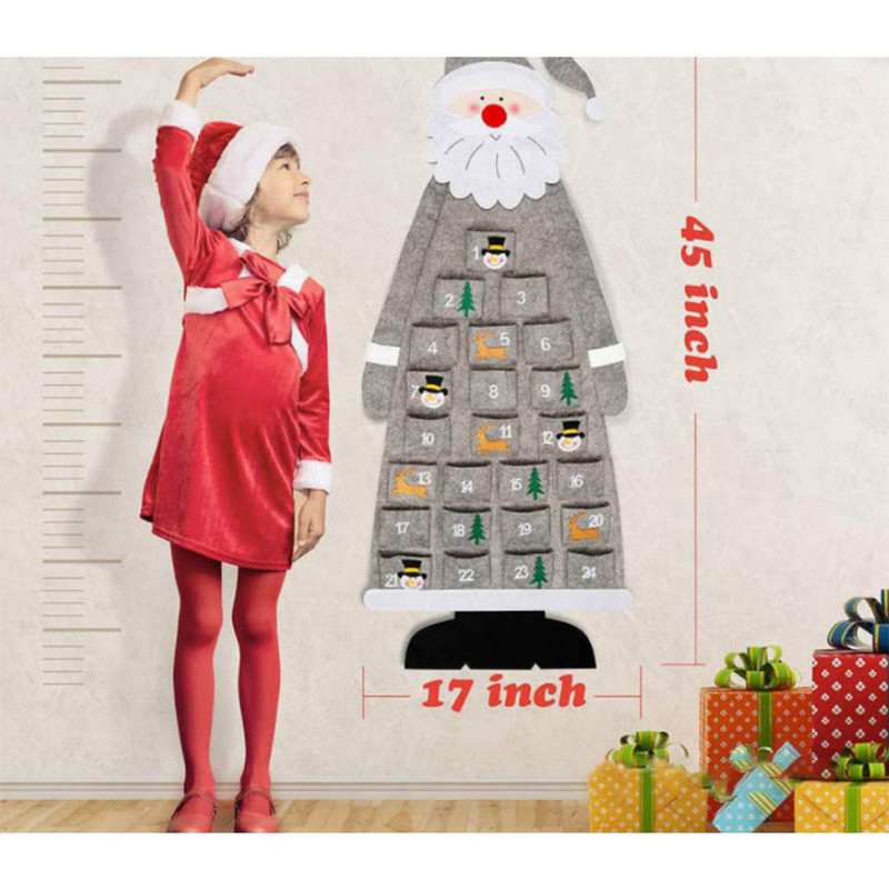 DIY filca Ziemassvētku eglītes Ziemassvētku rotājums 2023 Mājas Navidad 2022 Jaungada rotājumi Ziemassvētku vecīša Ziemassvētku Adventes kalendārs bērniem