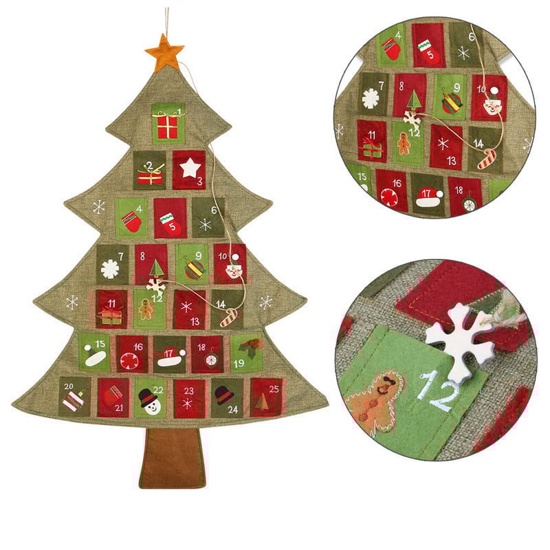 Висящ коледен адвент календар NICEXMAS Обратно броене до коледната елха