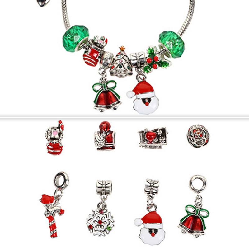 Коледен адвентен календар за 2023 г. Navidad Decor 24-дневен календар с обратно отброяване Коледна тематика Направи си сам бижута Комплект гривна с талисман Подарък