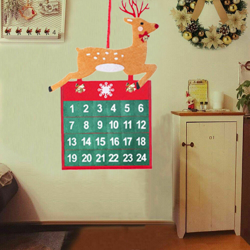 Коледен 24-дневен висящ адвент календар Коледно обратно броене 24-дневен календар Висулка Коледна елха Декорация Елк Календар