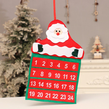 Χριστουγεννιάτικο κρεμαστό ημερολόγιο 24 ημερών με τσέπες Κόκκινο και λευκό Σχέδιο Άγιου Βασίλη Non-woven Χριστουγεννιάτικη διακόσμηση αντίστροφης μέτρησης Χριστουγέννων