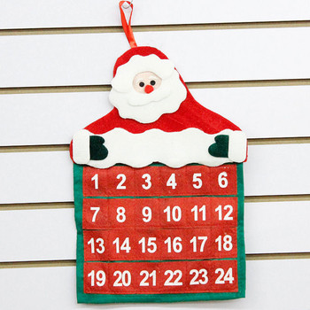 Коледен висящ адвент календар 24 дни с джобове Червен и бял дизайн на Дядо Коледа Нетъкан Коледна декорация за обратно броене Коледа