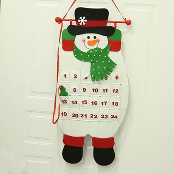 Висящ коледен адвент календар Обратно броене до коледно дърво Подарък Орнаменти Декорации Календар на Дядо Коледа с джобове