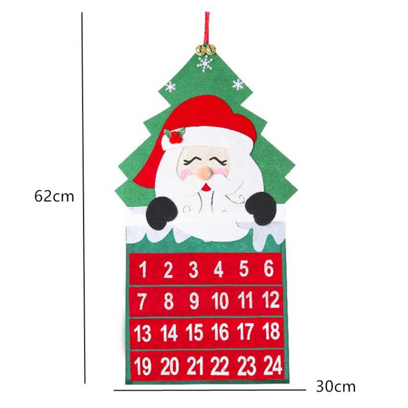 Разпродажба Коледен календар Подаръци за деца Коледна елха Висящ орнамент 24-дневен календар Направи си сам Комплект адвентни календари от филц