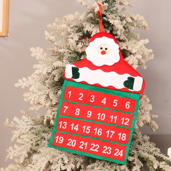 Коледен календар за обратно броене Дядо Коледа Снежен човек Xmas Advent Timer Нетъкан Коледен календар за обратно броене Стенен календар Декорации за дома