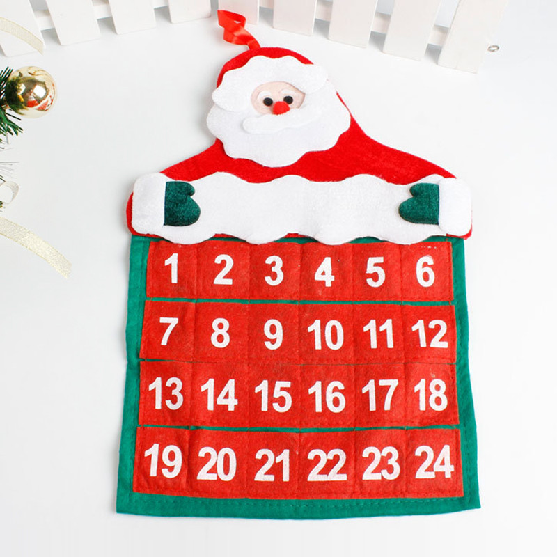 Коледен календар за обратно броене Дядо Коледа Снежен човек Xmas Advent Timer Нетъкан Коледен календар за обратно броене Стенен календар Декорации за дома