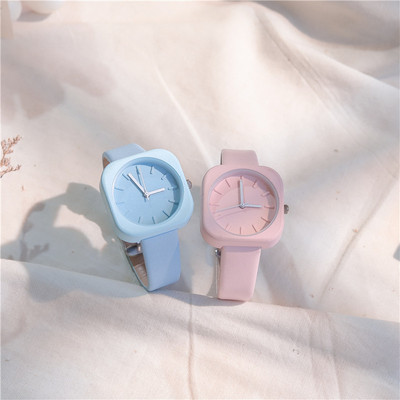 Casual children`s watch with a square face