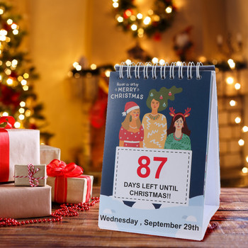 100-дневен коледен календар с обратно броене Издръжлив и висококачествен празничен настолен календар с обратно броене Откъсващ се календар с обратно броене