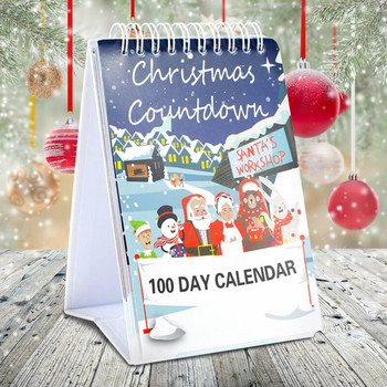 100-дневен коледен календар с обратно броене Издръжлив и висококачествен празничен настолен календар с обратно броене Откъсващ се календар с обратно броене
