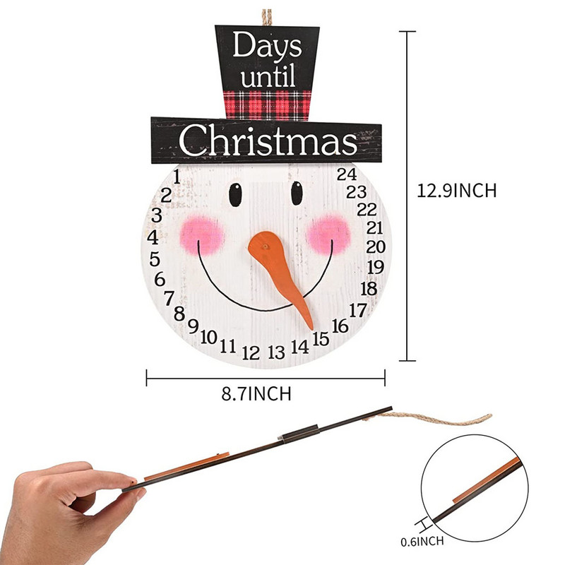 Дървен Коледен Дядо Коледа Адвент Календар Броене Номер 1-24 Етикети Домашно Парти Коледни Декорации Адвент Календар Висулка
