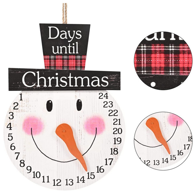 Дървен Коледен Дядо Коледа Адвент Календар Броене Номер 1-24 Етикети Домашно Парти Коледни Декорации Адвент Календар Висулка