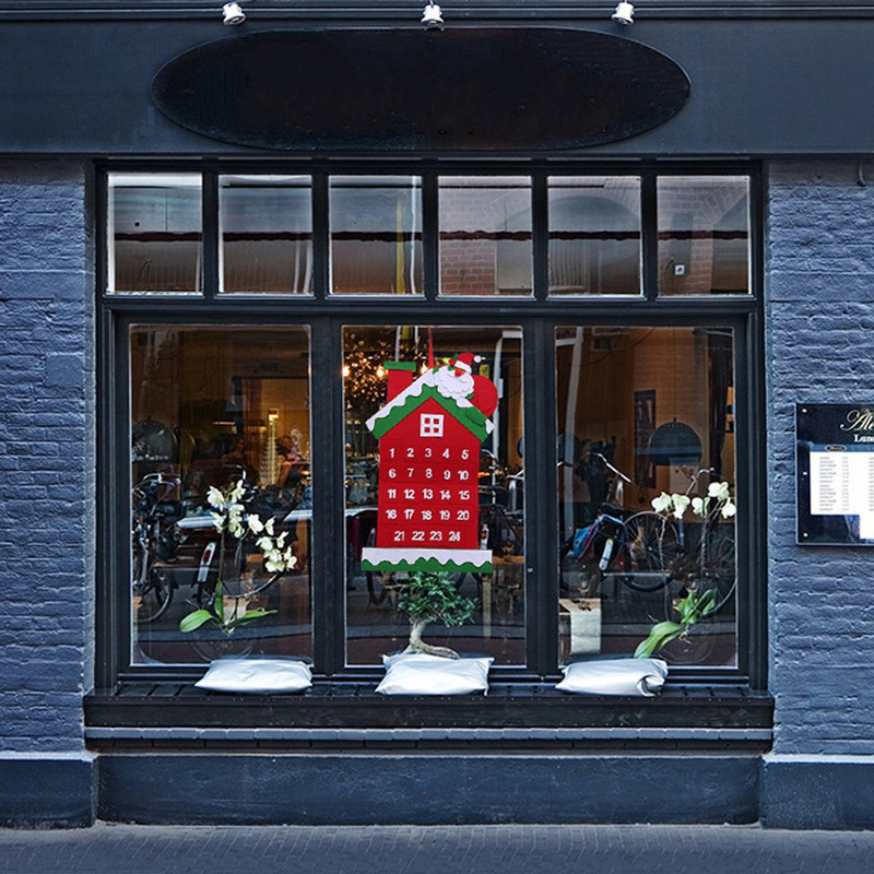 Прекрасен коледен адвент календар Коледна елха Къща Висящи орнаменти Творчески календар за обратно броене Парти Витрина Витрина Домашен декор