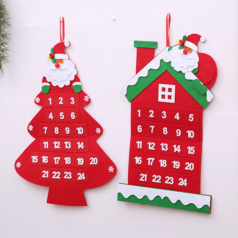 Прекрасен коледен адвент календар Коледна елха Къща Висящи орнаменти Творчески календар за обратно броене Парти Витрина Витрина Домашен декор