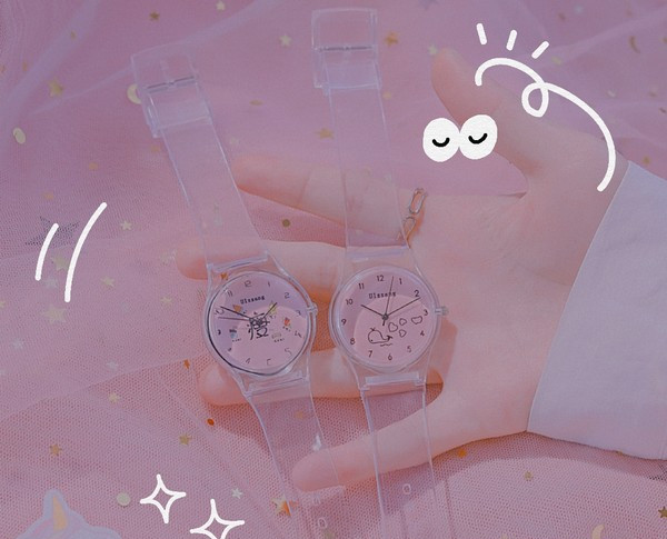 Детски ежедневен часовник с прозрачна каишка 