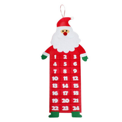 2023 Felt Christmas Advent Calendar Wall Santa Advent Calendar with Pockets 24 Days Reusable Christmas Countdown Calendar
