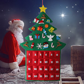 Felt Christmas Advent Calendar Κρεμαστό χριστουγεννιάτικο δέντρο αντίστροφη μέτρηση Ημερολόγιο Φεστιβάλ DIY διακόσμηση για παιδιά (Σκούρο πράσινο)