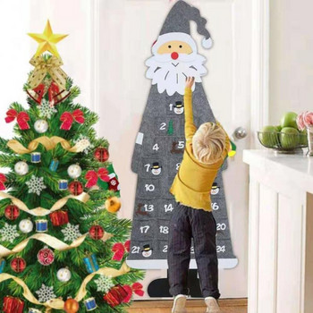 Ημερολόγιο 24 ημερών αντίστροφης μέτρησης Χριστουγεννιάτικο ημερολόγιο με τσέπες Κρεμαστές στον τοίχο Santa Felt Ημερολόγιο Advent Εορταστικές διακοσμήσεις