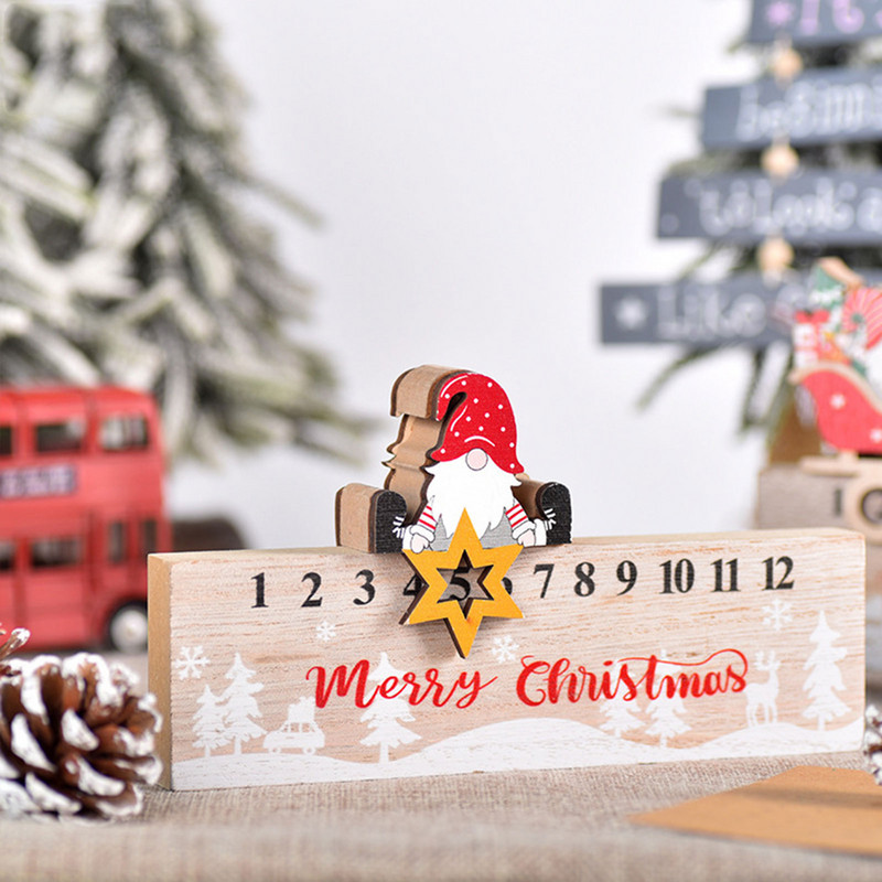 Коледен адвент календар 2022 Иновативен мобилен дизайн Обратно броене до Коледа Дървени адвент календар Декорации Парти консумативи