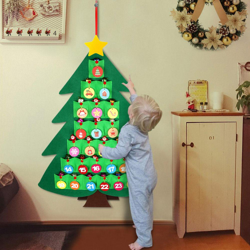 OurWarm Коледна украса Адвент календар Новогодишен филц Календар за обратно броене Стенен орнамент Направи си сам Детски подарък Декорация за дома
