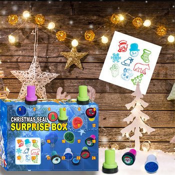Χριστουγεννιάτικο 24 ημέρες Αντίστροφη μέτρηση Κουτί δώρων Δημιουργικό παιχνίδι με σφραγίδες ημερολογίου για τα Χριστούγεννα Υπέροχο δώρο για παιδιά Χριστουγεννιάτικη διακόσμηση LBS