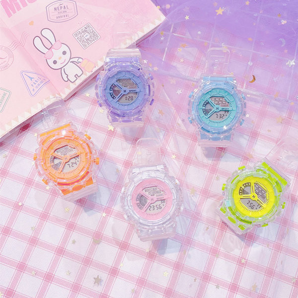 Електронен детски часовник с прозрачна каишка 