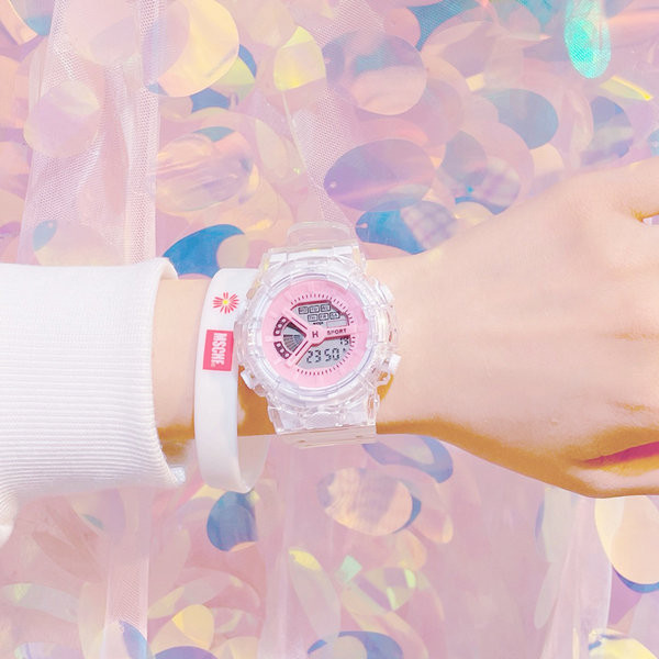 Електронен детски часовник с прозрачна каишка 