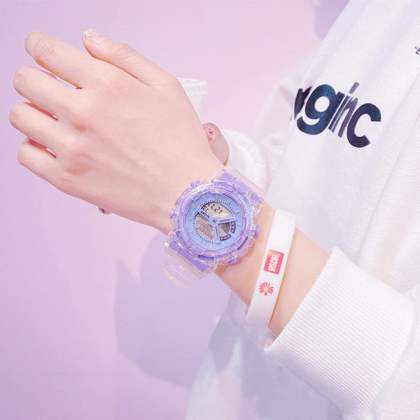 Електронен детски часовник с прозрачна каишка 