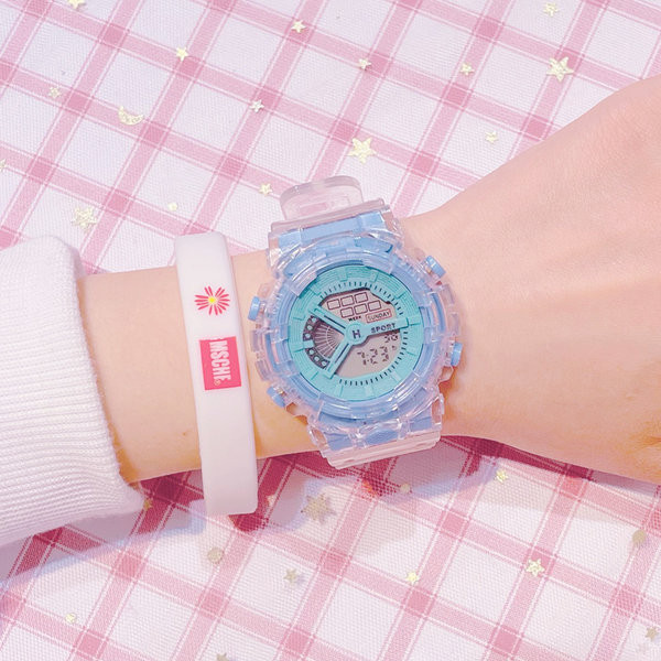 Електронен детски часовник с прозрачна каишка 