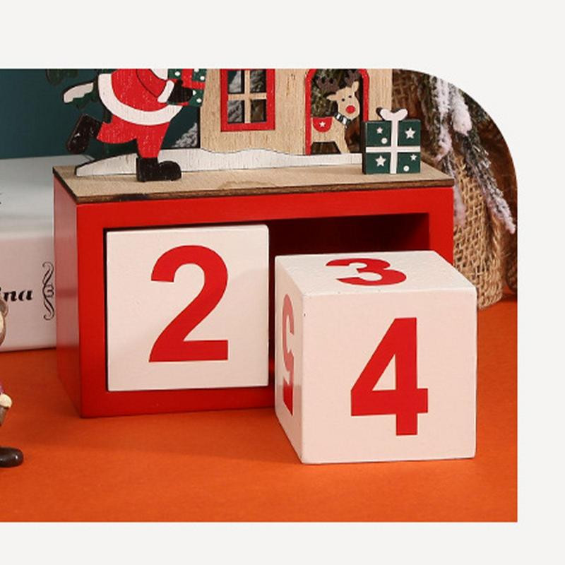 Коледни адвентни блокове за обратно броене Коледен календар с номер и дата Дървени блокове Коледен дървен адвентен календар Декорация на маса