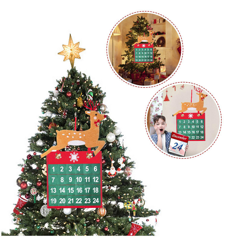 Коледно обратно броене 24-дневен календар с висулка Украса за коледна елха Календарни декорации за домашни орнаменти Висулка за коледно дърво