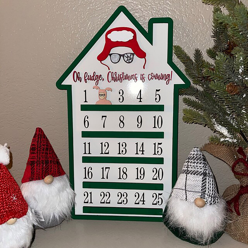 2022 Мини стенен календар Коледен адвентен календар Направи си сам Ръчно движещ се дървен блок 2022 Календар на врата Голям празен календар