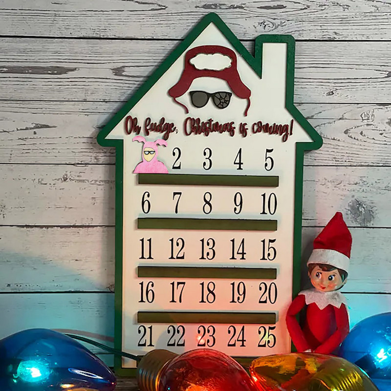 2022 Мини стенен календар Коледен адвентен календар Направи си сам Ръчно движещ се дървен блок 2022 Календар на врата Голям празен календар