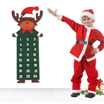 Голям коледен адвент календар от филц с джобове, подарък за елени или снежен човек на Дядо Коледа за деца 2